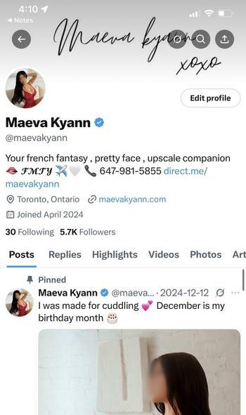 Maeva Kyann, 26 Caucasian/White female escort, Toronto